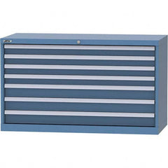 LISTA - 7 Drawer, 99 Compartment Bright Blue Steel Modular Storage Cabinet - Exact Tooling