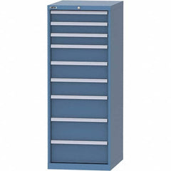 LISTA - 9 Drawer, 99 Compartment Bright Blue Steel Modular Storage Cabinet - Exact Tooling