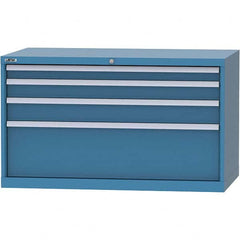LISTA - 4 Drawer, 99 Compartment Bright Blue Steel Modular Storage Cabinet - Exact Tooling