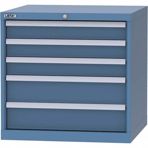 LISTA - 5 Drawer, 45 Compartment Bright Blue Steel Modular Storage Cabinet - Exact Tooling