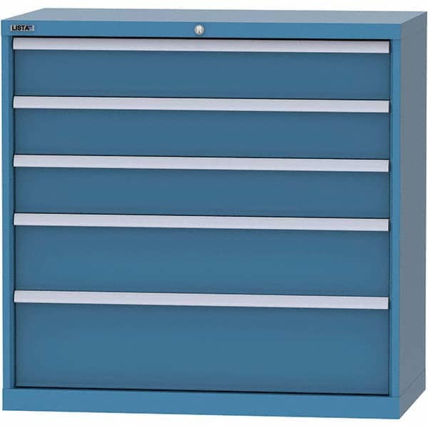 LISTA - 4 Drawer, 84 Compartment Bright Blue Steel Modular Storage Cabinet - Exact Tooling
