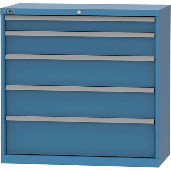 LISTA - 5 Drawer, 84 Compartment Bright Blue Steel Modular Storage Cabinet - Exact Tooling