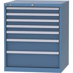 LISTA - 7 Drawer, 45 Compartment Bright Blue Steel Modular Storage Cabinet - Exact Tooling