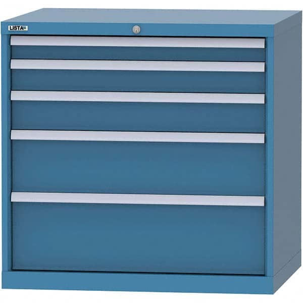 LISTA - 5 Drawer, 84 Compartment Bright Blue Steel Modular Storage Cabinet - Exact Tooling