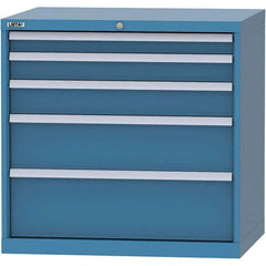 LISTA - 5 Drawer, 84 Compartment Bright Blue Steel Modular Storage Cabinet - Exact Tooling
