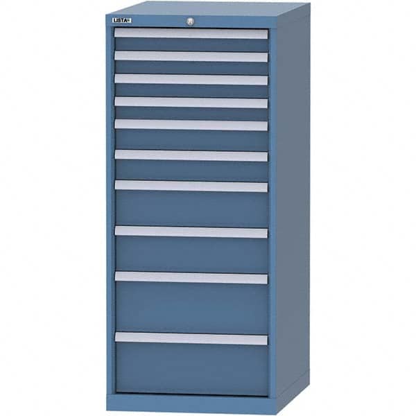 LISTA - 10 Drawer, 99 Compartment Bright Blue Steel Modular Storage Cabinet - Exact Tooling