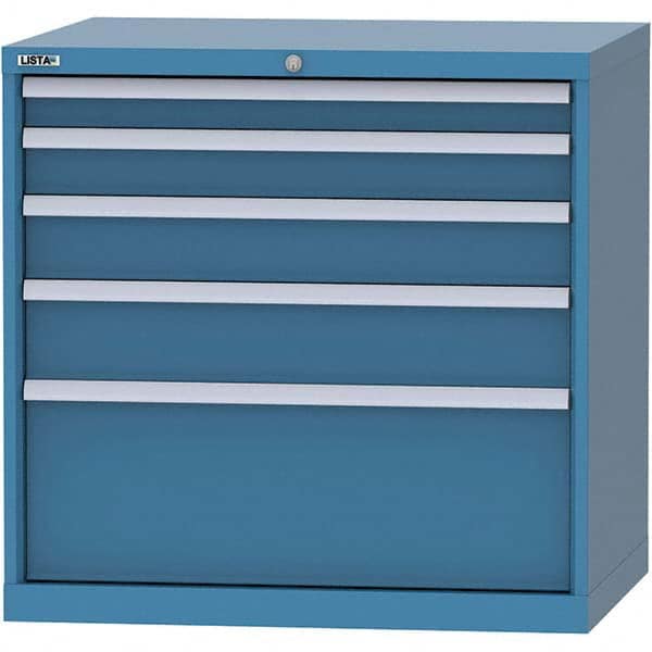 LISTA - 4 Drawer, 84 Compartment Bright Blue Steel Modular Storage Cabinet - Exact Tooling