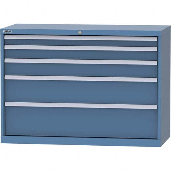 LISTA - 5 Drawer, 99 Compartment Bright Blue Steel Modular Storage Cabinet - Exact Tooling