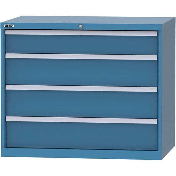 LISTA - 4 Drawer, 99 Compartment Bright Blue Steel Modular Storage Cabinet - Exact Tooling