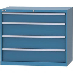 LISTA - 4 Drawer, 99 Compartment Bright Blue Steel Modular Storage Cabinet - Exact Tooling