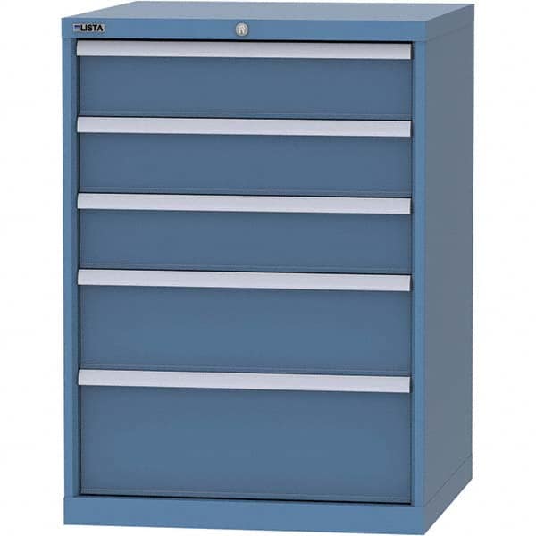 LISTA - 5 Drawer, 45 Compartment Bright Blue Steel Modular Storage Cabinet - Exact Tooling