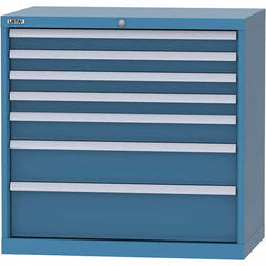 LISTA - 7 Drawer, 84 Compartment Bright Blue Steel Modular Storage Cabinet - Exact Tooling