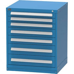 Vidmar - 7 Drawer Bright Blue Steel Modular Storage Cabinet - Exact Tooling