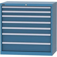 LISTA - 7 Drawer, 84 Compartment Bright Blue Steel Modular Storage Cabinet - Exact Tooling