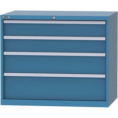 LISTA - 4 Drawer, 84 Compartment Bright Blue Steel Modular Storage Cabinet - Exact Tooling