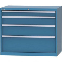 LISTA - 4 Drawer, 84 Compartment Bright Blue Steel Modular Storage Cabinet - Exact Tooling