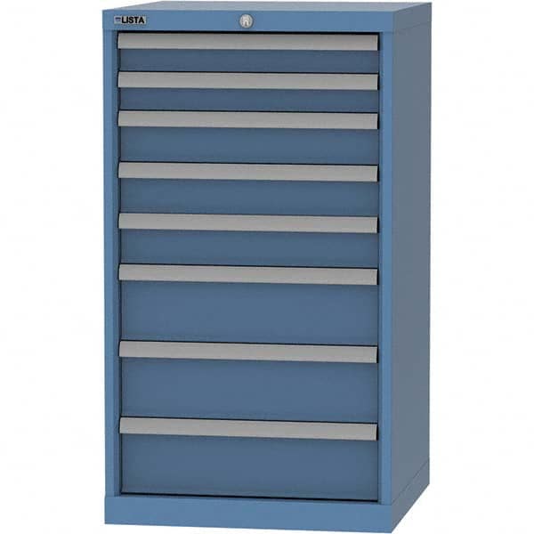LISTA - 8 Drawer, 84 Compartment Bright Blue Steel Modular Storage Cabinet - Exact Tooling