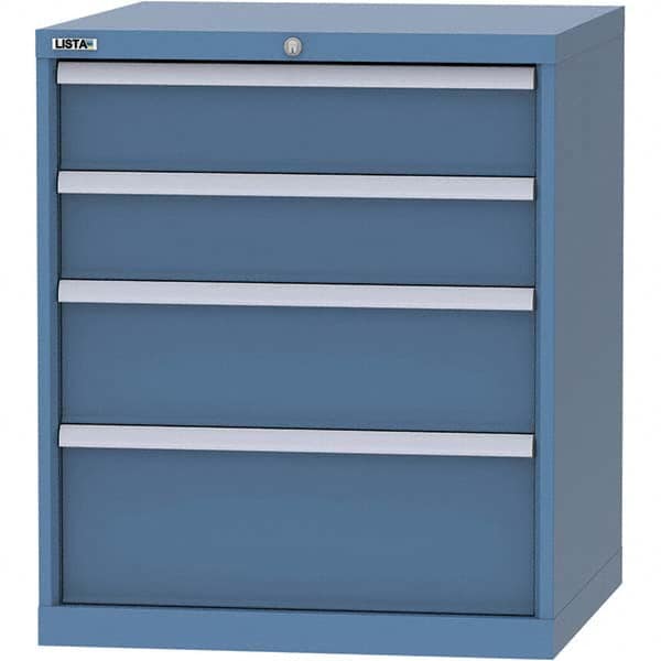 LISTA - 4 Drawer, 45 Compartment Bright Blue Steel Modular Storage Cabinet - Exact Tooling