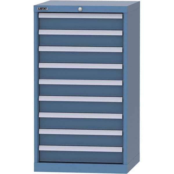 LISTA - 9 Drawer, 84 Compartment Bright Blue Steel Modular Storage Cabinet - Exact Tooling