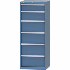 LISTA - 6 Drawer, 84 Compartment Bright Blue Steel Modular Storage Cabinet - Exact Tooling