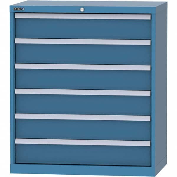 LISTA - 6 Drawer, 84 Compartment Bright Blue Steel Modular Storage Cabinet - Exact Tooling