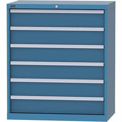 LISTA - 6 Drawer, 84 Compartment Bright Blue Steel Modular Storage Cabinet - Exact Tooling