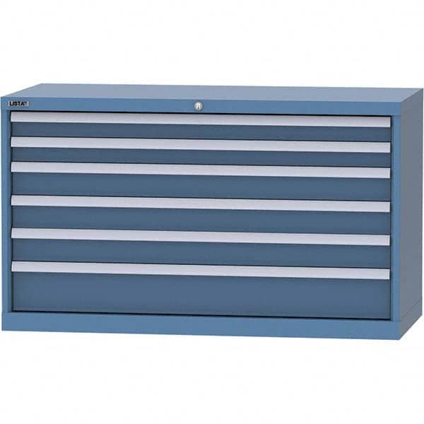 LISTA - 6 Drawer, 99 Compartment Bright Blue Steel Modular Storage Cabinet - Exact Tooling