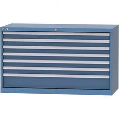 LISTA - 7 Drawer, 99 Compartment Bright Blue Steel Modular Storage Cabinet - Exact Tooling