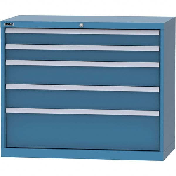 LISTA - 5 Drawer, 84 Compartment Bright Blue Steel Modular Storage Cabinet - Exact Tooling