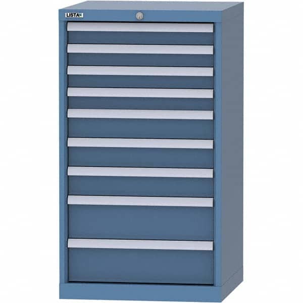 LISTA - 9 Drawer, 84 Compartment Bright Blue Steel Modular Storage Cabinet - Exact Tooling