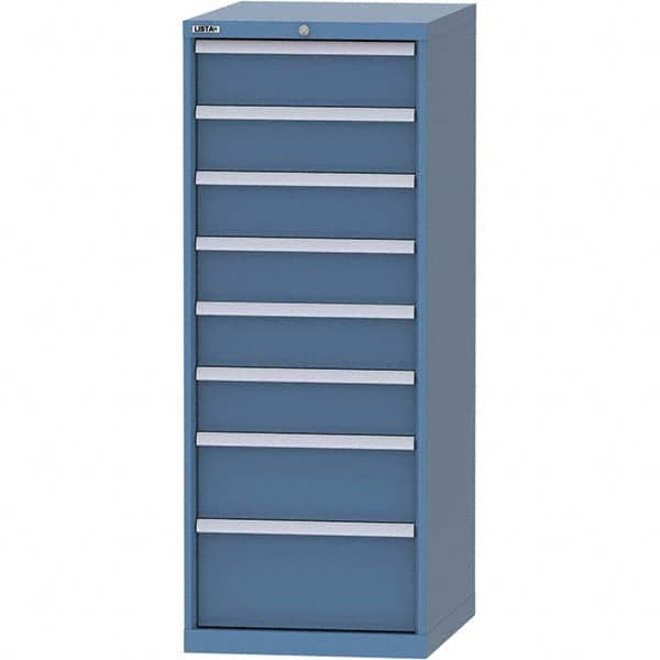LISTA - 8 Drawer, 99 Compartment Bright Blue Steel Modular Storage Cabinet - Exact Tooling
