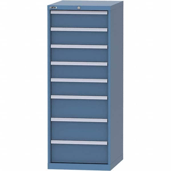 LISTA - 8 Drawer, 99 Compartment Bright Blue Steel Modular Storage Cabinet - Exact Tooling