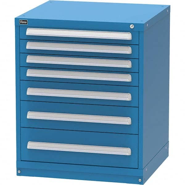 Vidmar - 7 Drawer, 344 Compartment Bright Blue Steel Modular Storage Cabinet - Exact Tooling