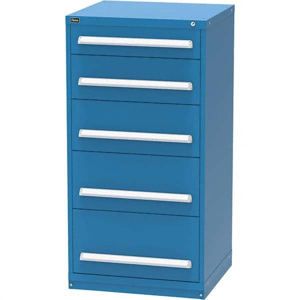 Vidmar - 5 Drawer, 124 Compartment Bright Blue Steel Modular Storage Cabinet - Exact Tooling