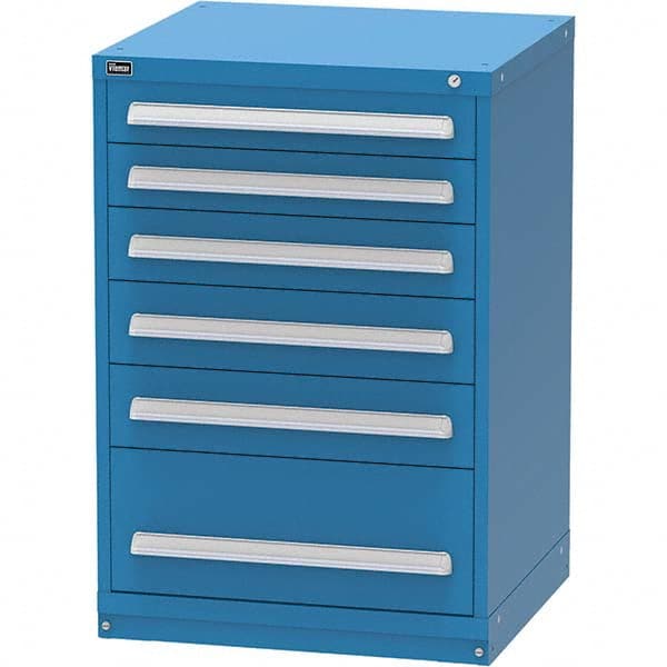 Vidmar - 6 Drawer, 45 Compartment Bright Blue Steel Modular Storage Cabinet - Exact Tooling