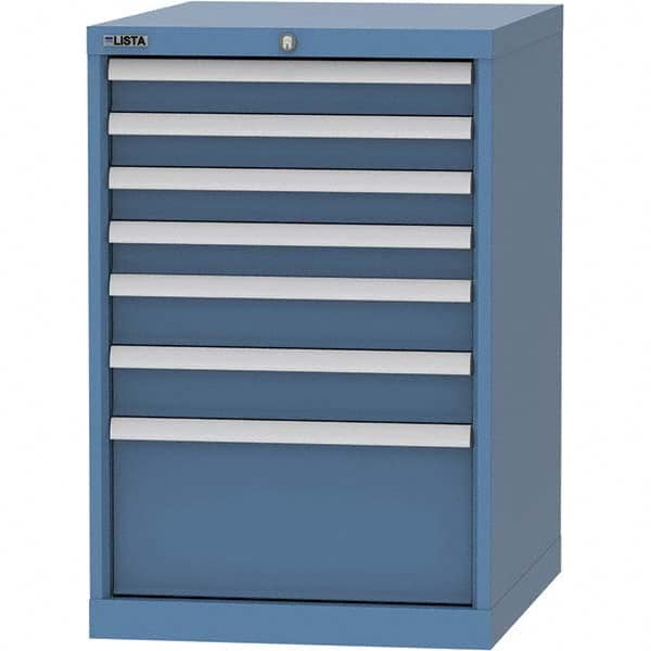 LISTA - 7 Drawer, 99 Compartment Bright Blue Steel Modular Storage Cabinet - Exact Tooling