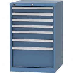 LISTA - 7 Drawer, 99 Compartment Bright Blue Steel Modular Storage Cabinet - Exact Tooling