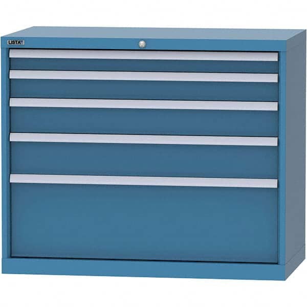 LISTA - 5 Drawer, 84 Compartment Bright Blue Steel Modular Storage Cabinet - Exact Tooling