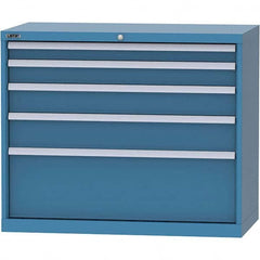 LISTA - 5 Drawer, 84 Compartment Bright Blue Steel Modular Storage Cabinet - Exact Tooling
