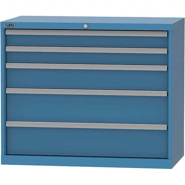 LISTA - 5 Drawer, 84 Compartment Bright Blue Steel Modular Storage Cabinet - Exact Tooling