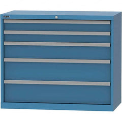 LISTA - 5 Drawer, 84 Compartment Bright Blue Steel Modular Storage Cabinet - Exact Tooling