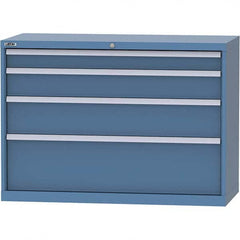 LISTA - 4 Drawer, 99 Compartment Bright Blue Steel Modular Storage Cabinet - Exact Tooling