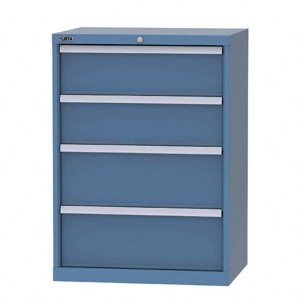 LISTA - 8 Drawer, 124 Compartment Bright Blue Steel Modular Storage Cabinet - Exact Tooling