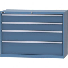 LISTA - 4 Drawer, 99 Compartment Bright Blue Steel Modular Storage Cabinet - Exact Tooling