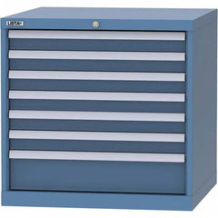 LISTA - 7 Drawer, 45 Compartment Bright Blue Steel Modular Storage Cabinet - Exact Tooling