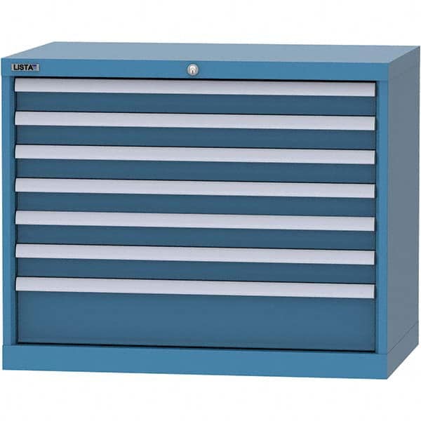 LISTA - 7 Drawer, 84 Compartment Bright Blue Steel Modular Storage Cabinet - Exact Tooling