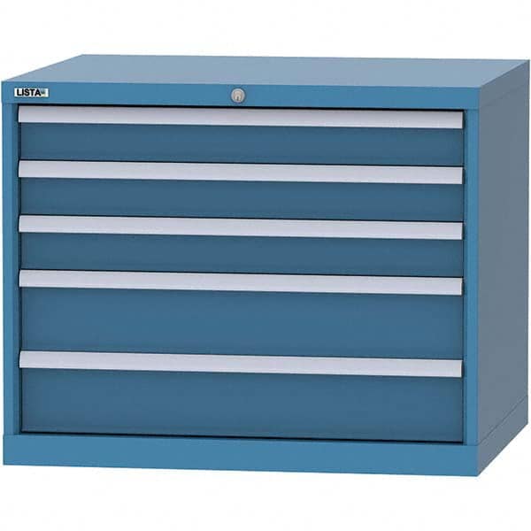 LISTA - 5 Drawer, 84 Compartment Bright Blue Steel Modular Storage Cabinet - Exact Tooling