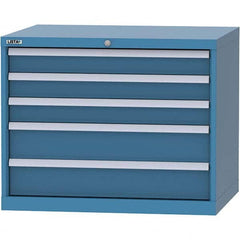 LISTA - 5 Drawer, 84 Compartment Bright Blue Steel Modular Storage Cabinet - Exact Tooling
