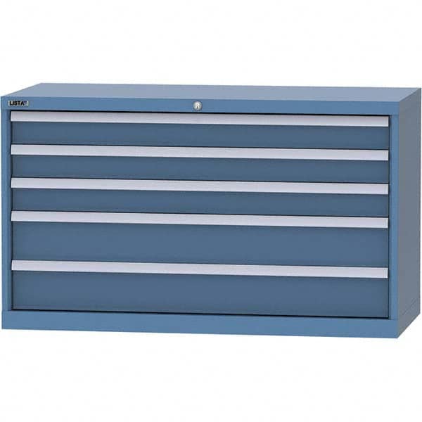 LISTA - 5 Drawer, 99 Compartment Bright Blue Steel Modular Storage Cabinet - Exact Tooling