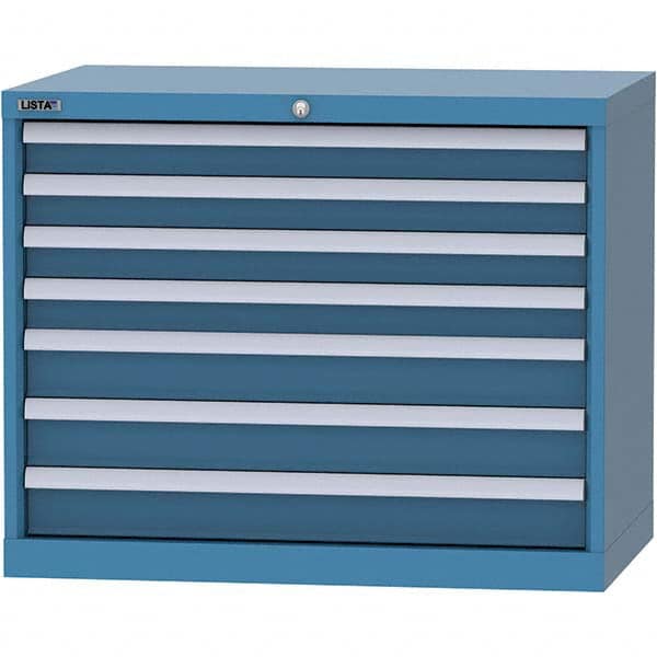 LISTA - 7 Drawer, 84 Compartment Bright Blue Steel Modular Storage Cabinet - Exact Tooling